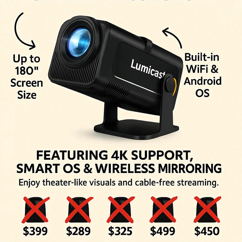 mimyy  LumiCast K90 Smart Projector - Full HD 1080p with Android Support