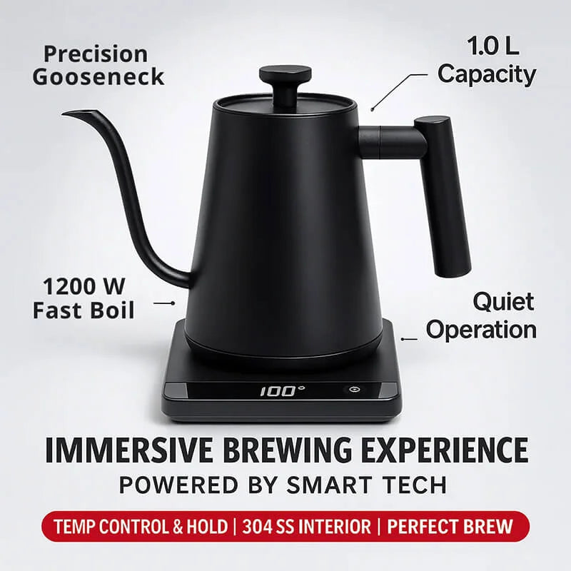 Mimyy AeroPour Gooseneck Kettle-1L Stainless steel Temp control