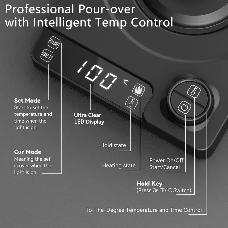 Mimyy AeroPour Gooseneck Kettle-1L Stainless steel Temp control