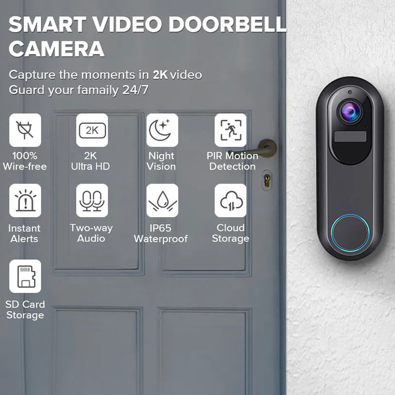 halovision 2K HD Smart Wireless Doorbell (Support Alexa、Google)