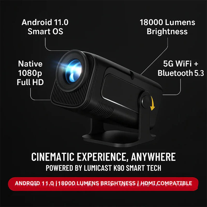 mimyy  LumiCast K90 Smart Projector - Full HD 1080p with Android Support
